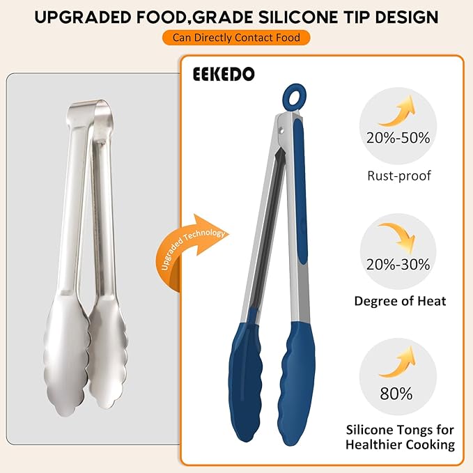 Kitchen Tongs, Stainless Steel Cooking Tongs - Image 4