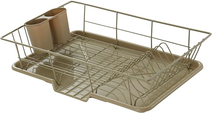 Space-Saving 3-Piece Dish Drainer Rack Set: Efficient Kitchen Organizer by SweetHomeCollection