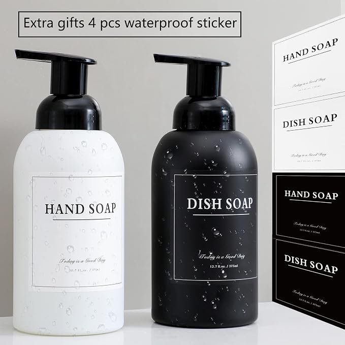 rejomiik 2 Pack Foaming Soap Dispenser Thick Glass Foam Hand Soap Dispenser - Image 4