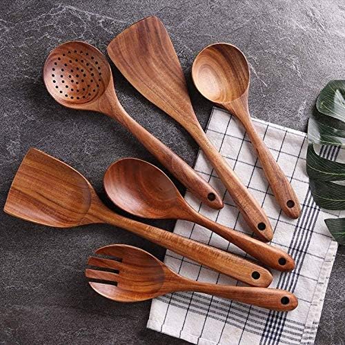 Mother’s Day Wooden Spoons for Cooking Set of 6, Handmade Mango Wood Kitchen - Image 3