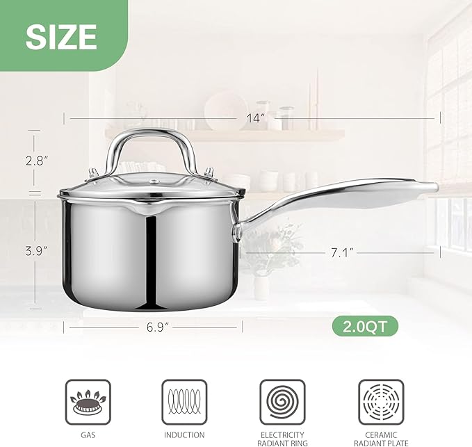 Tri-Ply Stainless Steel Sauce Pan - Image 3