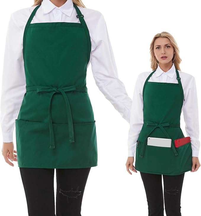 Aprons for Women with 3 Pockets, Server Apron, Aprons for Cooking, Chef Apron by Eksict