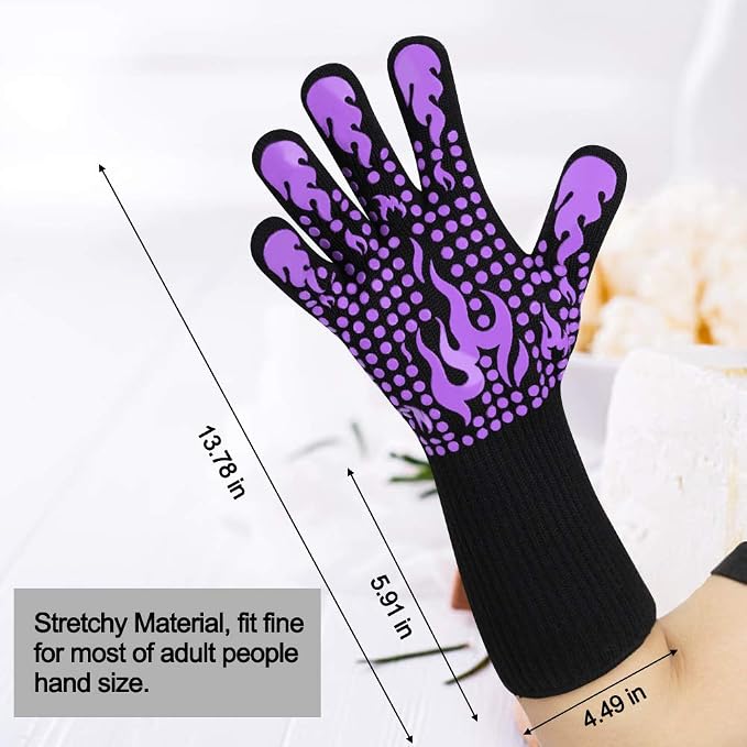 Comsmart BBQ Gloves, 1472 Degree F Heat Resistant Grilling Gloves Silicone - Image 3