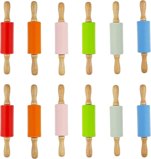 12 Pack Small Rolling Pin for Kids, 9 Inch Kids Rolling Pin for Home Kitchen by Miokun