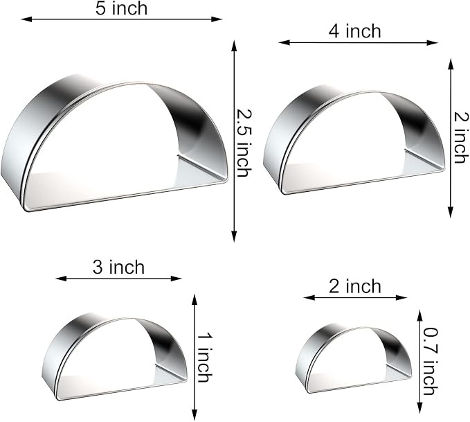 Half Circle Semicircle Cookie Cutter Set Large - Image 2