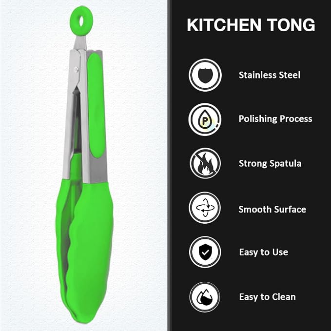 Small Silicone Serving Tongs Set of 3, Mini Tongs - Image 3