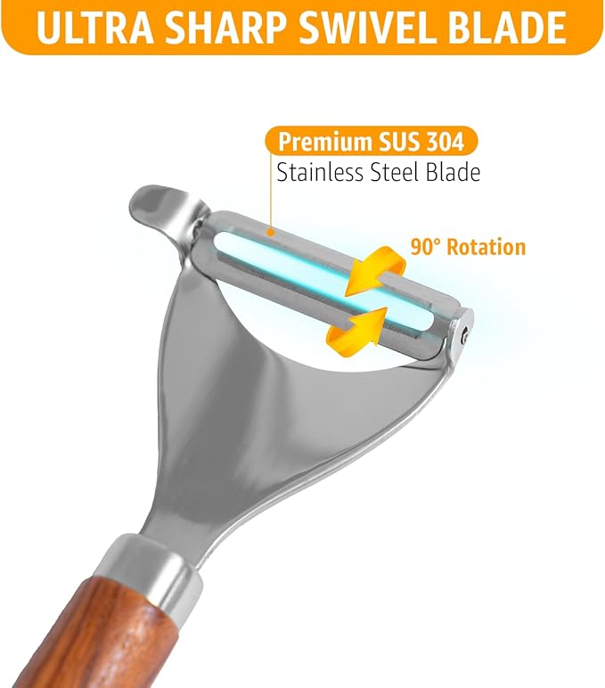 Potato Peeler Wooden Handle, Y Peeler Multifunctional Vegetable Peeler - Image 2