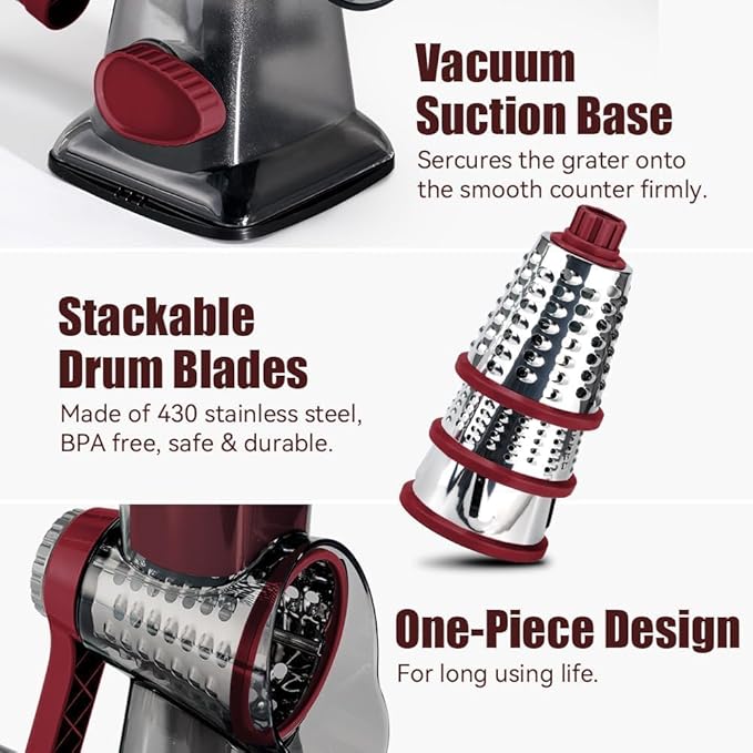 KEOUKE Rotary Cheese Grater Hand Crank Transparent - Image 5