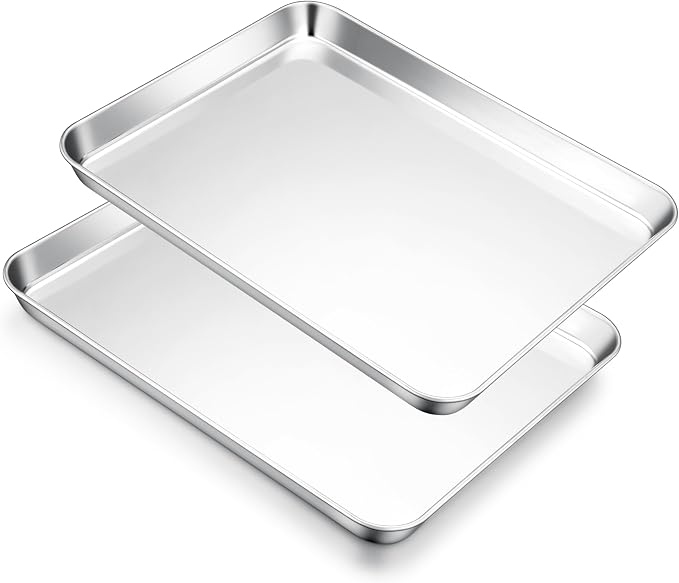 E-far Cookie Sheets for Baking, 18”x13” Stainless Steel Baking Sheet Pans for by E-far