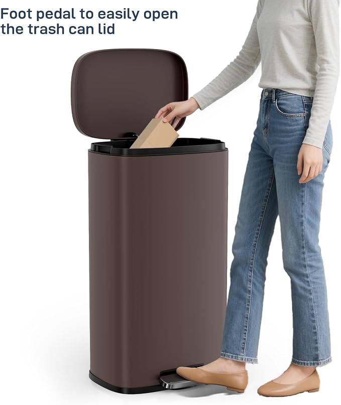 Arlopu 8 Gallon Step Trash Can, Stainless Steel Garbage Bin, Soft-Close Rubbish - Image 6
