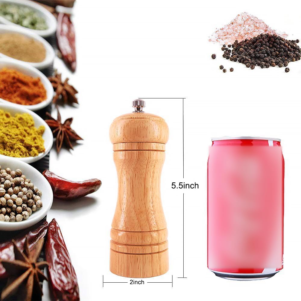 Salt and Pepper Grinders Set,Ouktor Manual Wooden Salt and Pepper