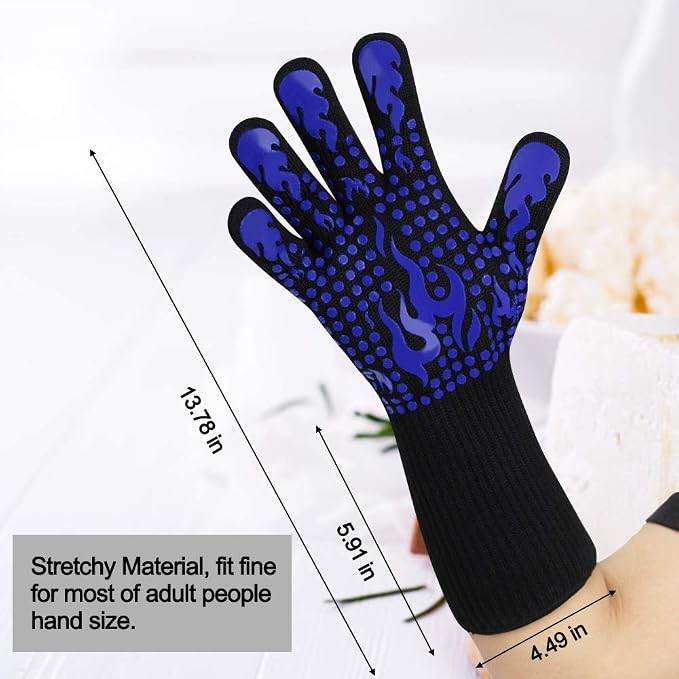 Comsmart BBQ Gloves, 1472F Heat Resistant Silicone Non-Slip Oven Mitts - Image 3