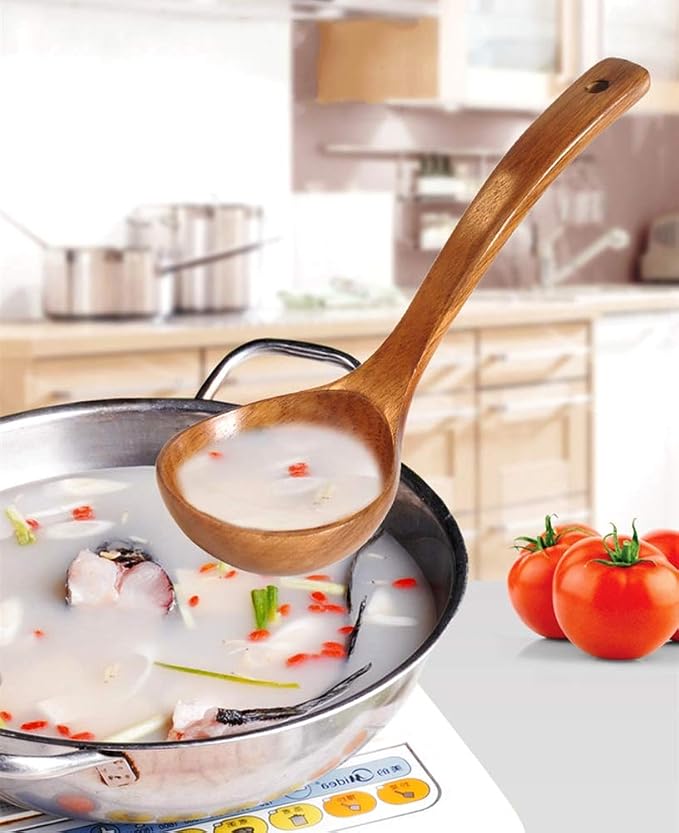 FJNATINH Wooden Ladle with Long Handle, Handmade Soup Ladle - Image 6