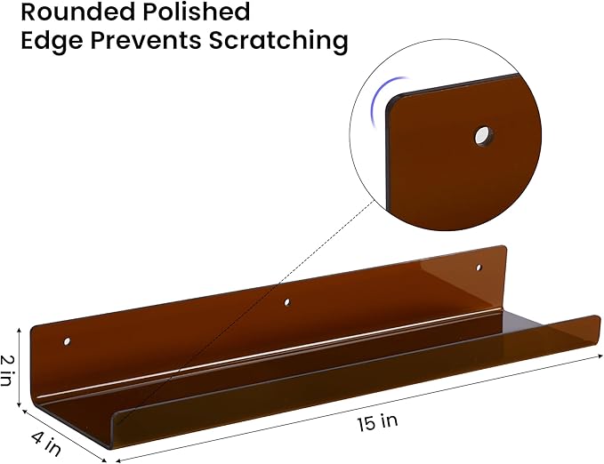 upsimples Acrylic Shelves for Wall Decor, Living Room, Floating Bookshelves for - Image 3