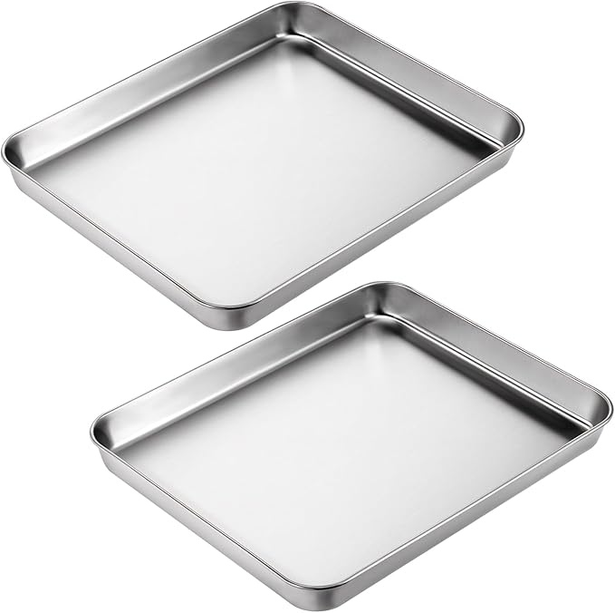 2Pcs Toaster Oven Pans for Baking, 9x11 Baking Sheets Cookie Sheet Stainless by Unknown