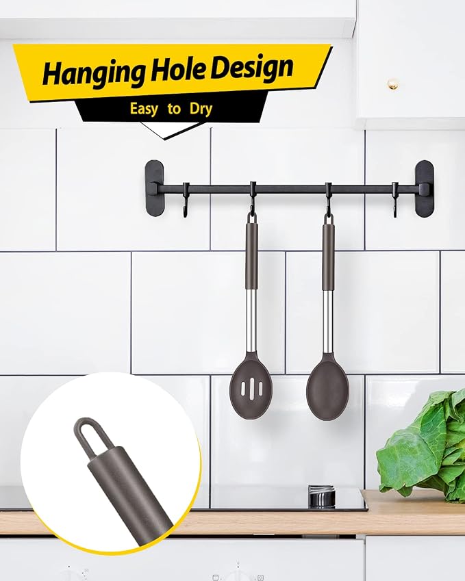 Pack of 2 Large Silicone Cooking Spoons, Non Stick Solid Basting Spoon - Image 4