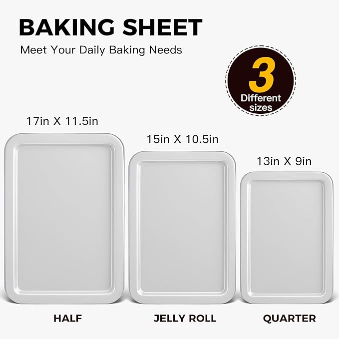 HONGBAKE Cookie Sheet, Baking Sheet Set, Nonstick Oven Pan - Image 3