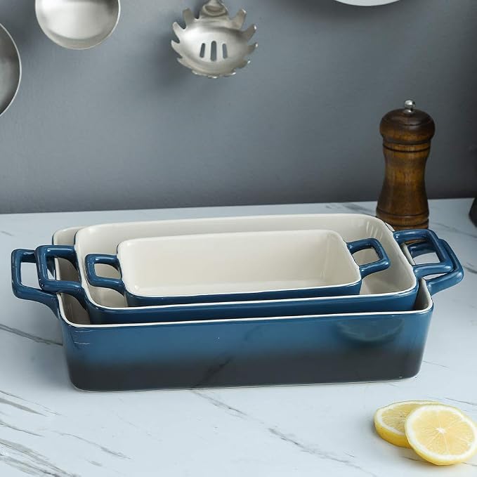 KOOV Bakeware Set, Ceramic Baking Dish, Rectangular Baking Pans Set, Casserole - Image 2