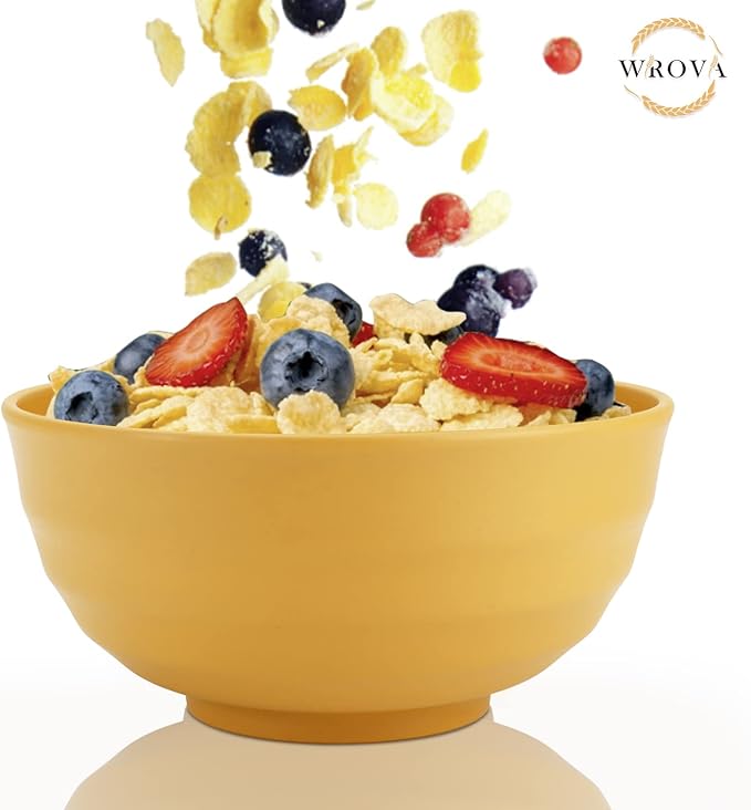 Wheat Straw Bowls Set 60 OZ Unbreakable Large Cereal Bowls Set of 6 Microwave - Image 6