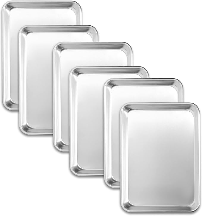 BIEAMA 6 Pack Quarter Size 13" × 10" Baking Sheet Pan Aluminum Commercial by BIEAMA