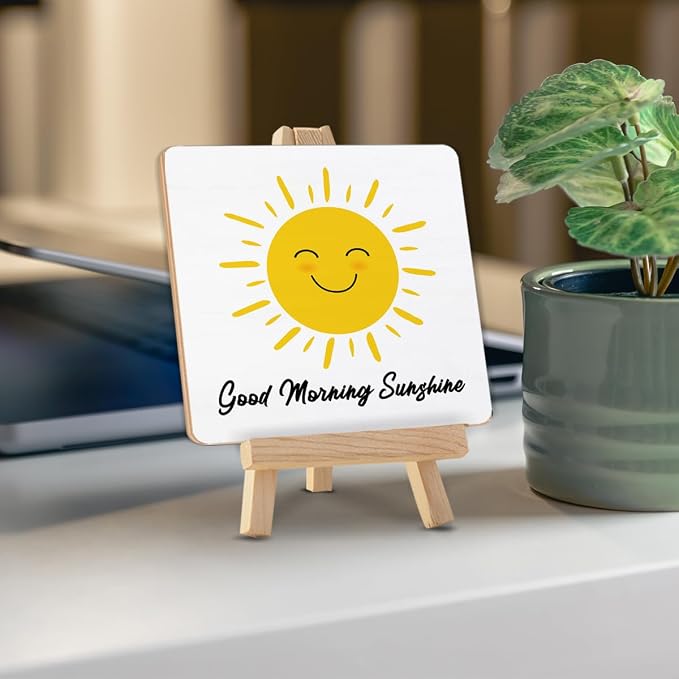 Coffee Bar Decor, Good Morning Sunshine Wood Sign - Image 4