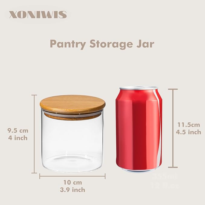 20oz 6PCS Round Airtight Glass Food Storage Jars, Stackable Spice Jar, Small - Image 4
