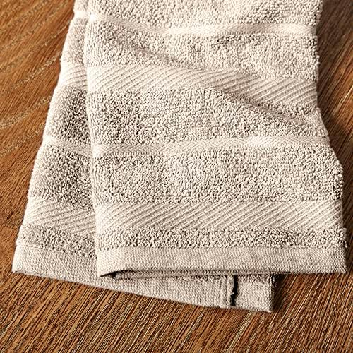 KitchenAid Albany Kitchen Towel 4-Pack Set, Milkshake Tan/White