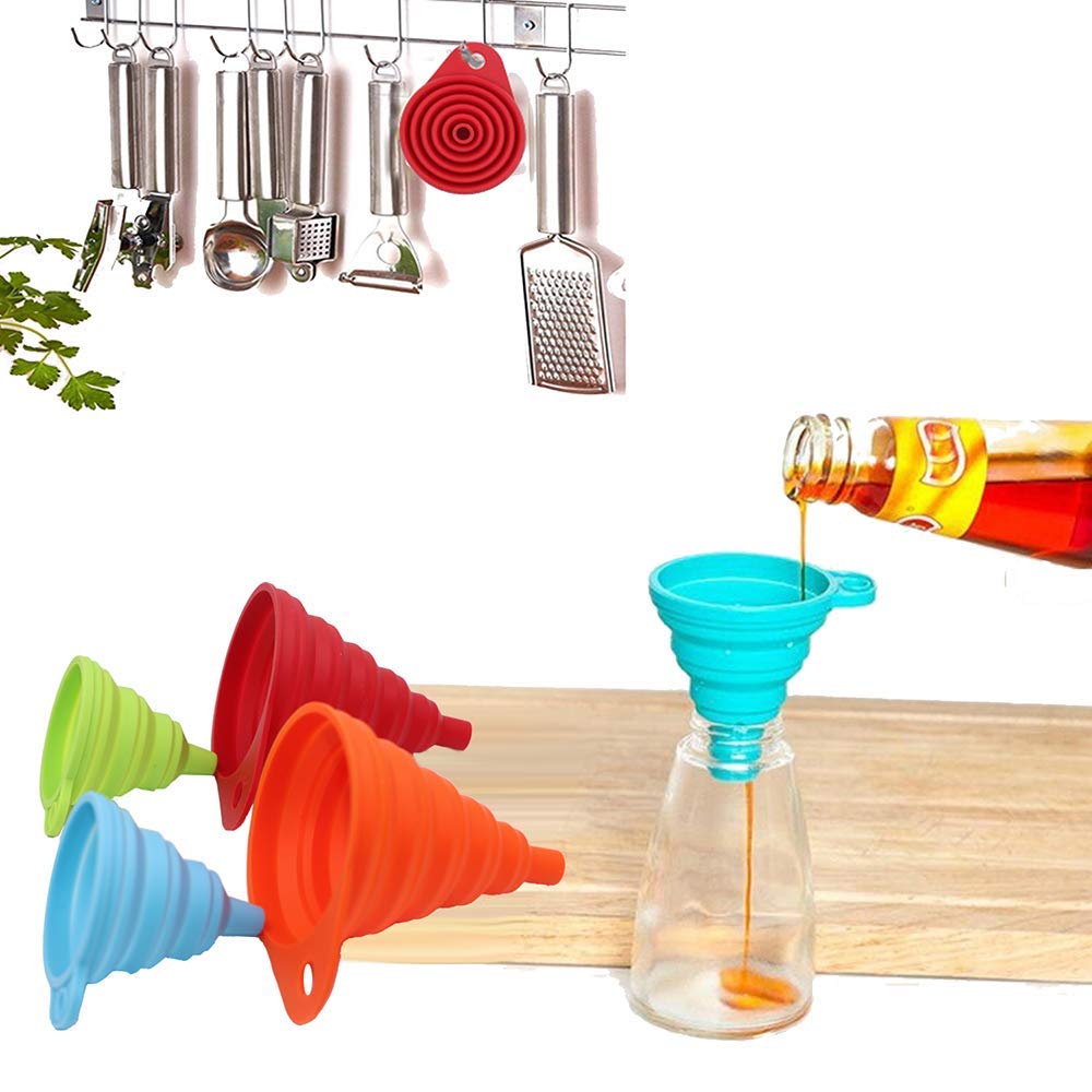 KongNai Kitchen Funnel Set 4 Pack, Small and Large, Kitchen Gadgets