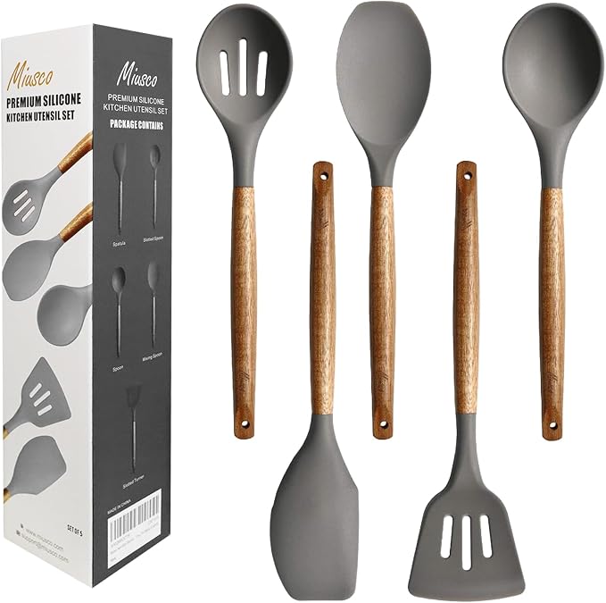 Kitchen Utensils Set, Silicone Cooking Utensils Set, Non-Stick Silicone Spatula by Miusco