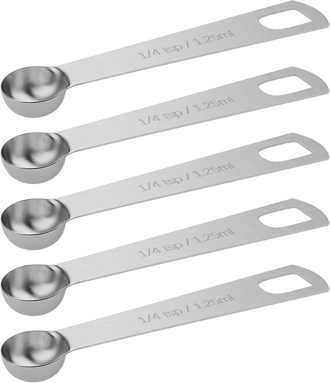 5PCS 1/4tsp Single Measuring Spoon, Stainless Steel Individual Teaspoons Only by BERYLER
