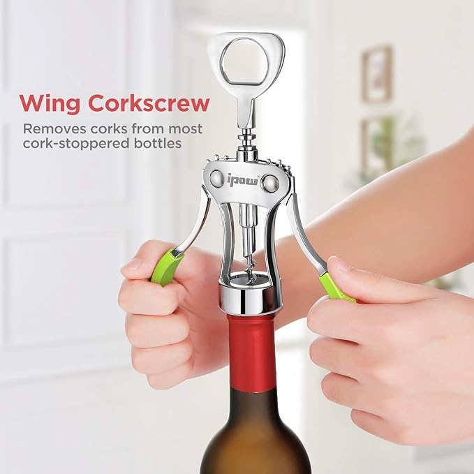 IPOW Wine Opener, Zinc Alloy Wine Bottle Opener, Wing Corkscrew Heavy Duty - Image 4