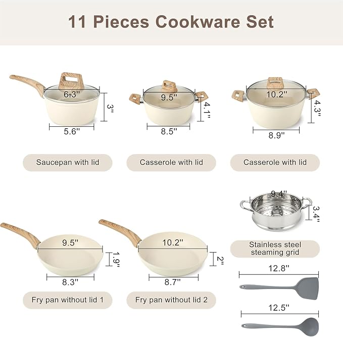 11 Pcs Pots and Pans Set, Nonstick Cookware Set - Image 2