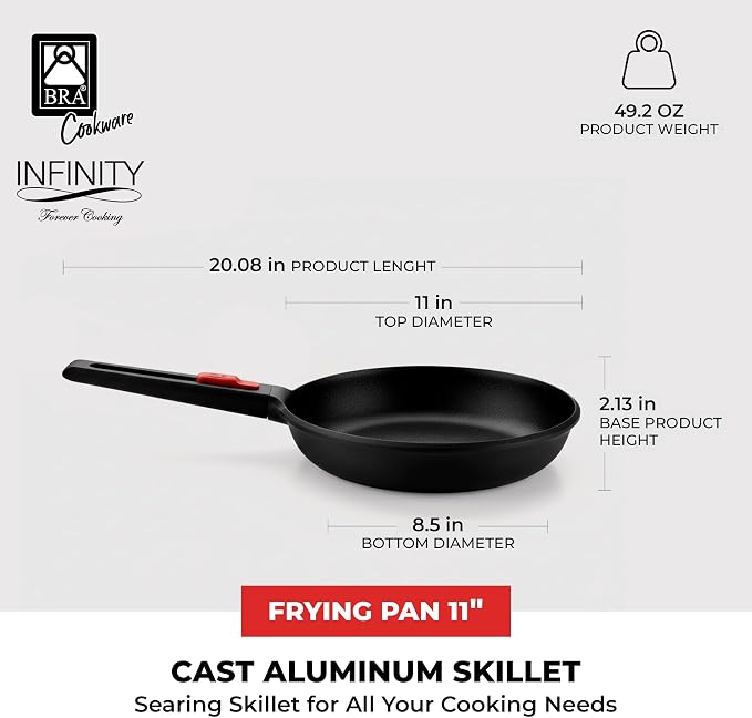 BRA COOKWARE Infinity Nonstick Frying Pan | 11-Inch Cast Aluminum Skillet | - Image 3