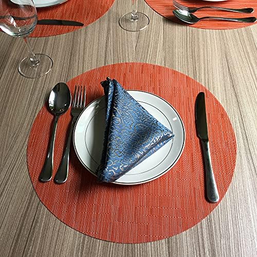 WAZAIGUR Round Placemats Set of 4, Vinyl Place Mats, 15inch, Orange