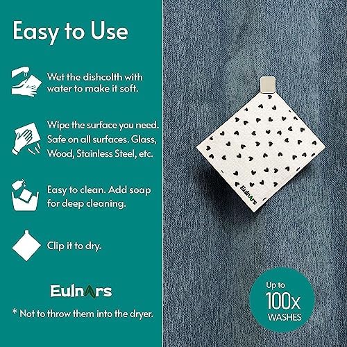 Eulnars Reusable Paper Towels, 8-Pack Swedish Dishcloths for Kitchen