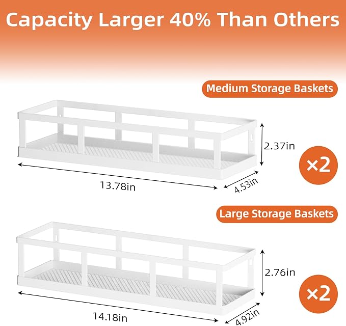 Spice Rack Wall Mounted, 4 Pack Pantry Door Organizer & Hanging Storage Baskets - Image 4