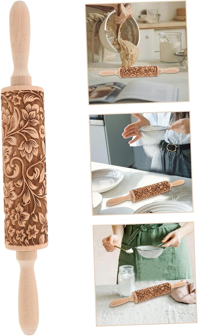 Embossed Rolling Pin for Baking Wooden Pastry Roller - Image 8