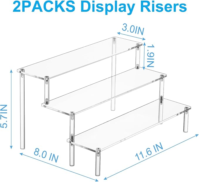 HENABLE 2PCS Large Acrylic Display Risers, Perfume Stand Organizer, Tabletop Use - Image 2