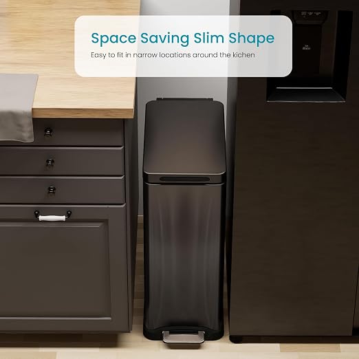 Home Zone Living 12 Gallon Slim Kitchen Trash Can - Image 2