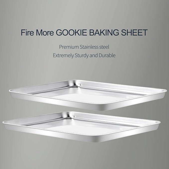 Stainless Steel Baking Sheet Set of 2-16" x 12" x 1" Heavy Duty Cookie Sheets - Image 4