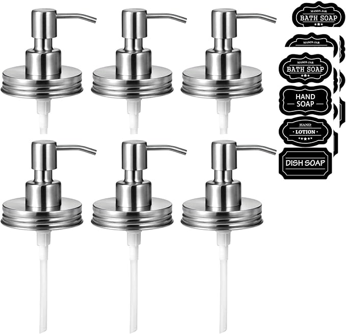 Amolliar Mason Jar Liquid Soap Dispenser Lids, 304 Stainless Steel Pump16oz by Amolliar