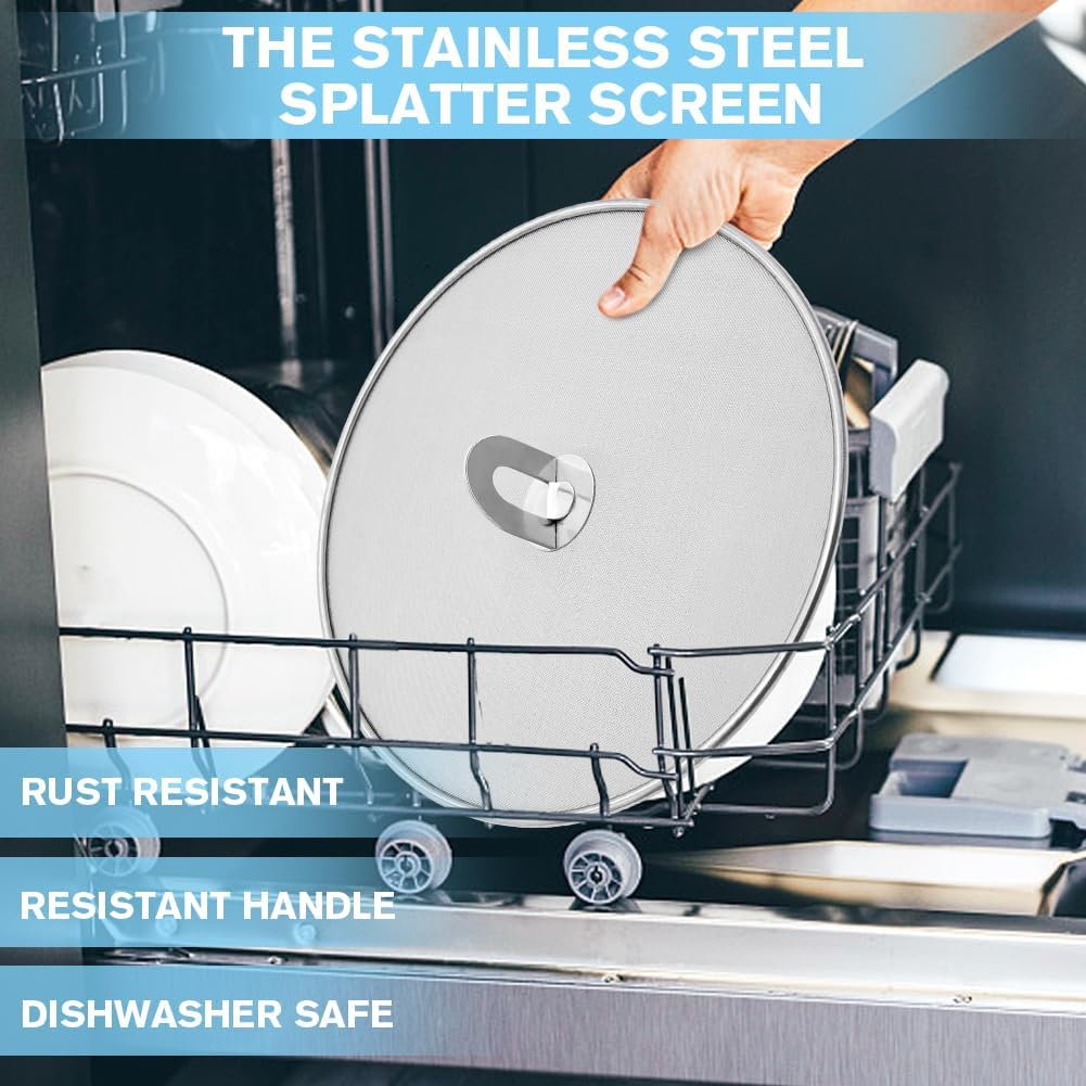 Splatter Screen for Cooking - Stainless Steel Grease Splatter Guard
