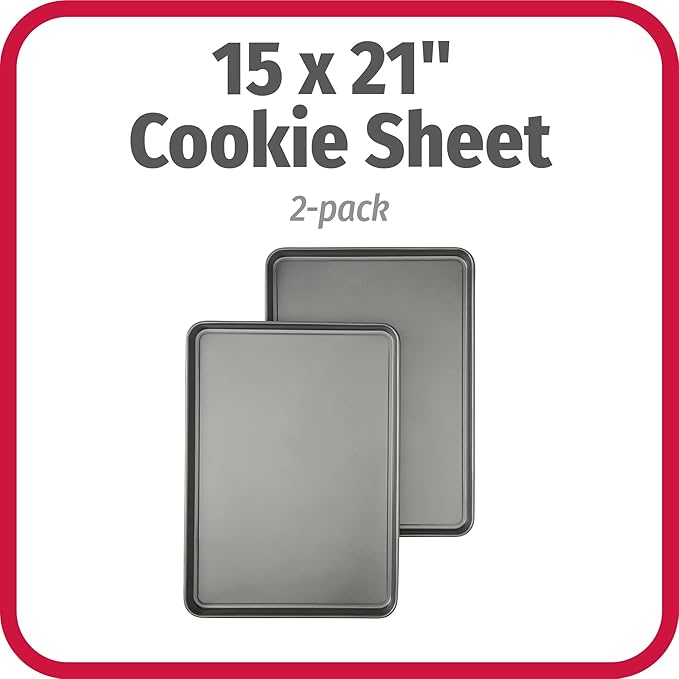 GoodCook Everday Nonstick Carbon Steel 15” x 21” Baking Sheet Set, 2 Pack – - Image 2