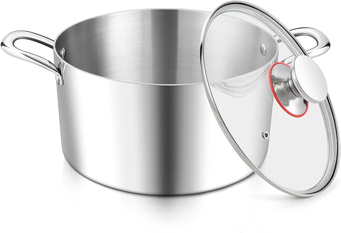 E-far 4 Quart Stock Pot, Tri-Ply Stainless Steel Cooking Pot by E-far