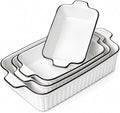 Ceramic Bakeware Set of 4, Deep Rectangular Casserole Dishes by DLIMHOME