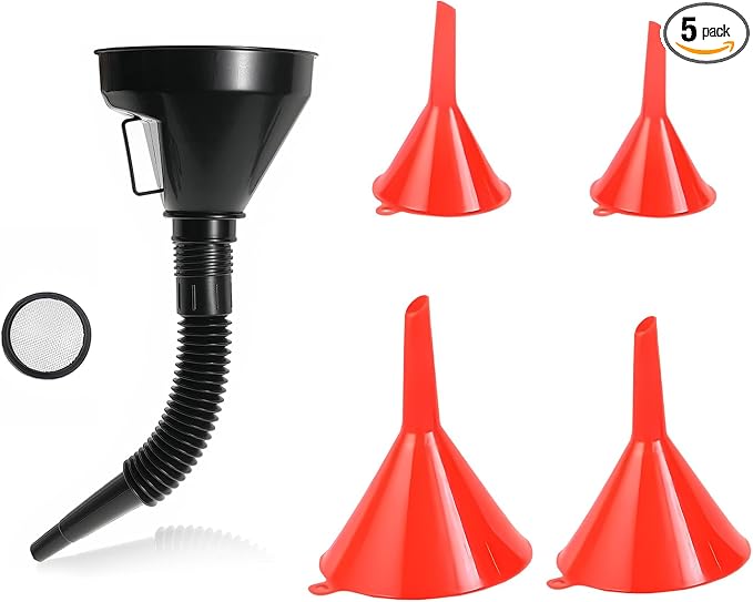 5PCS Wide Mouth Oil Funnel, Plastic Wide Mouth Flexible Fuel Funnel by Unknown