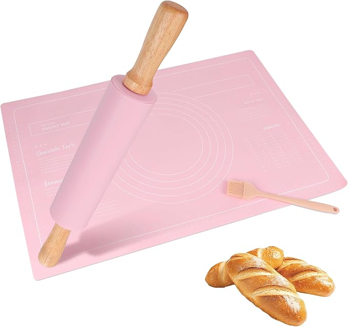3Pcs Silicone Rolling Pin for Baking Sets, 15Inch Pastry Dough Roller by Fymlhomi