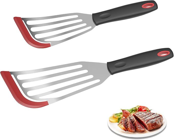 2Pack Silicone Fish Spatulas for Nonstick Cookware, Fish Turner Spatula by Ecerangus