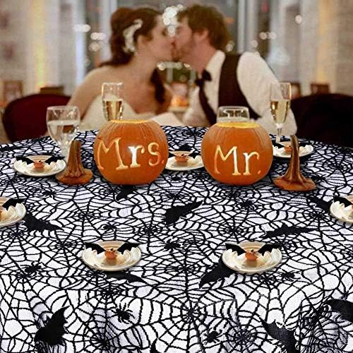 Rectangular Halloween Tablecloth, Halloween Bat Spider Web Tablecloth