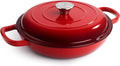 3 Quart Enameled Cast Iron Braiser, Non Stick Enameled Cast Iron Skillet by Fijinhom